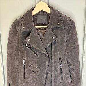 BLANKNYC Gray Suede Leather Moto Jacket Women's Size S - Stylish Biker Look
